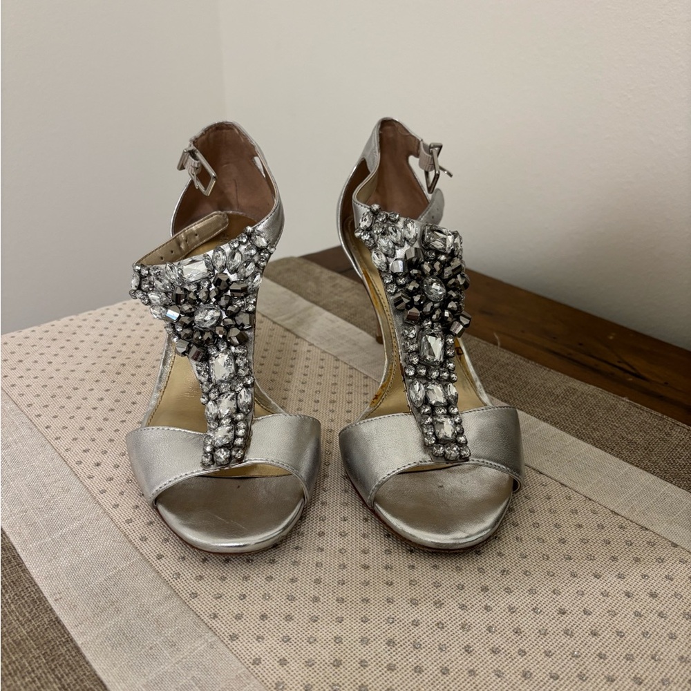Elegant Silver Embellished Women's Heels